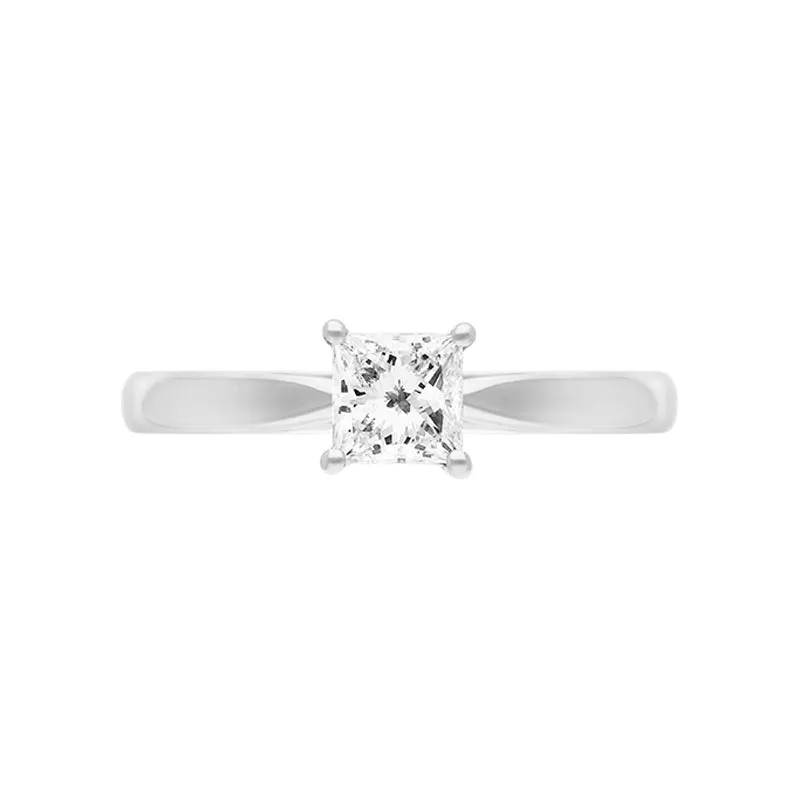 Platinum 0.51ct Diamond Princess Cut Solitaire Ring