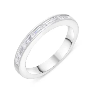Platinum 0.52ct Diamond Baguette Cut Channel Set Half Eternity Ring