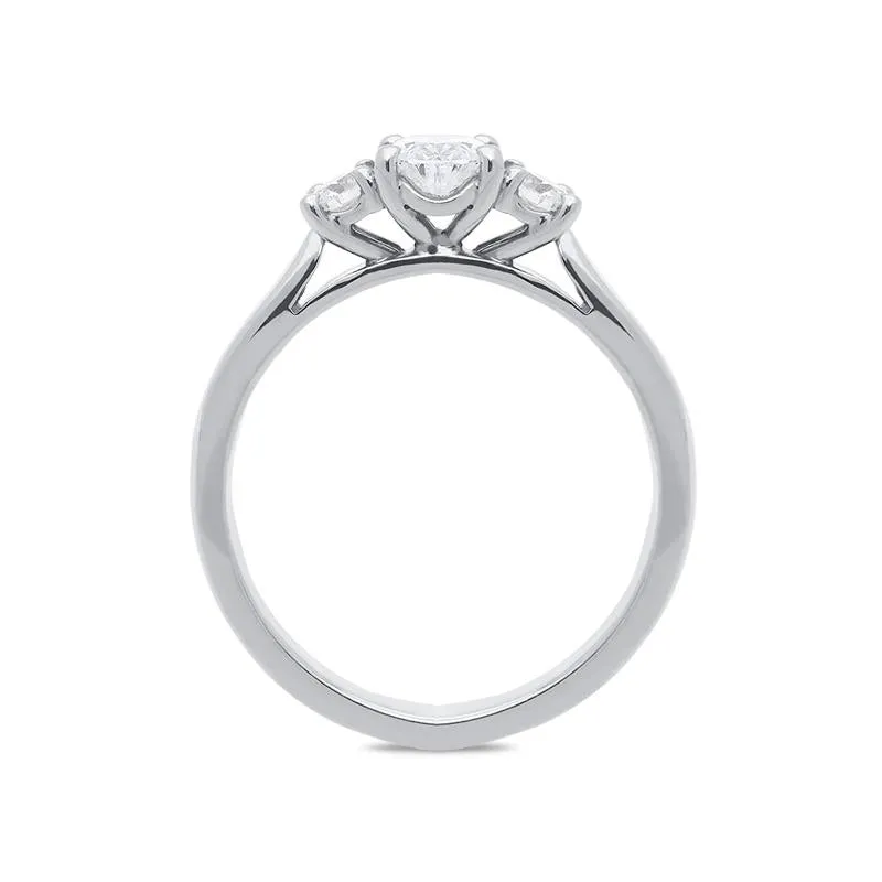 Platinum 0.58ct Diamond Oval Cut Trilogy Ring