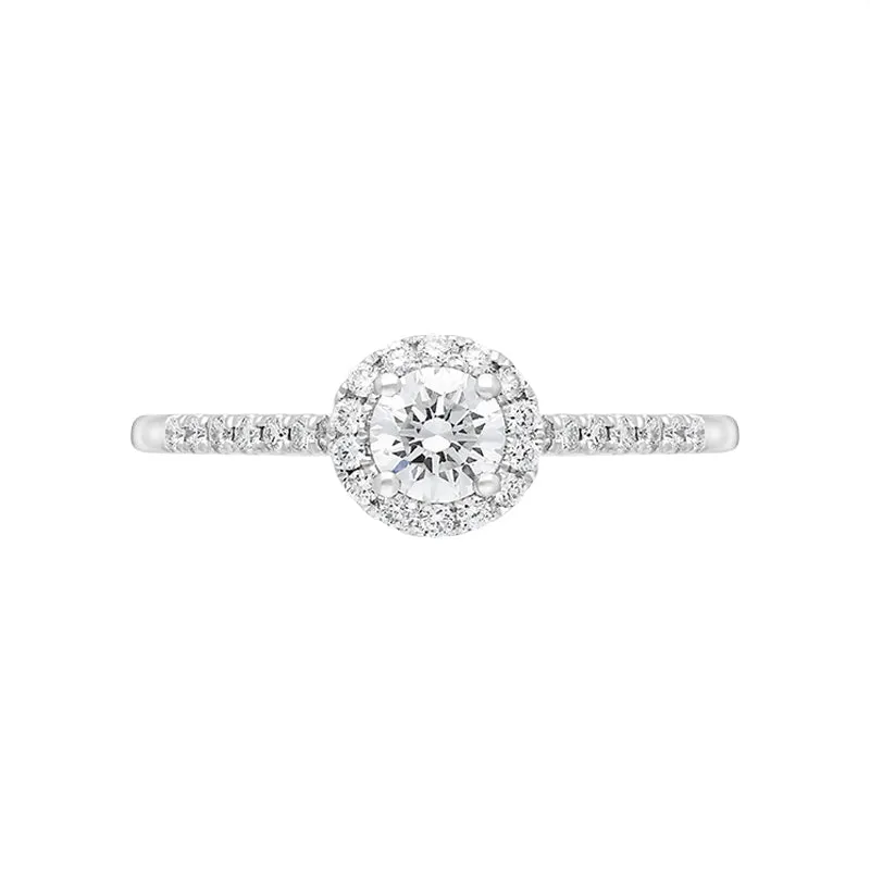 Platinum 0.59ct Diamond Shoulder Set Round Cluster Ring