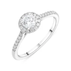 Platinum 0.59ct Diamond Shoulder Set Round Cluster Ring