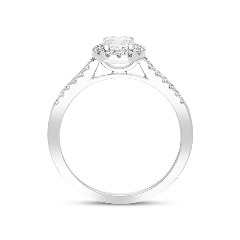 Platinum 0.59ct Diamond Shoulder Set Round Cluster Ring
