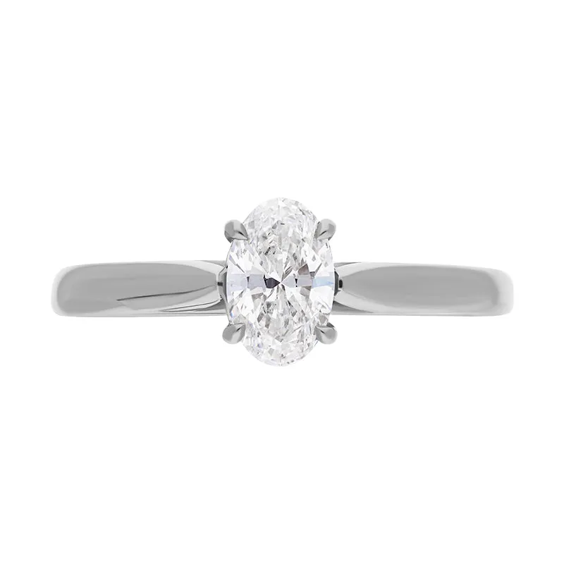 Platinum 0.60ct Diamond Oval Cut Solitaire Ring