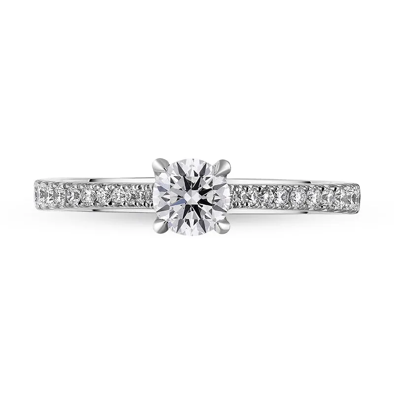 Platinum 0.62ct Diamond Round Brilliant Cut Shoulder Set Solitaire Ring