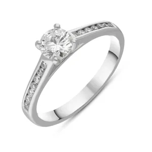 Platinum 0.66ct Diamond Brilliant Cut Solitaire Shoulder Set Ring