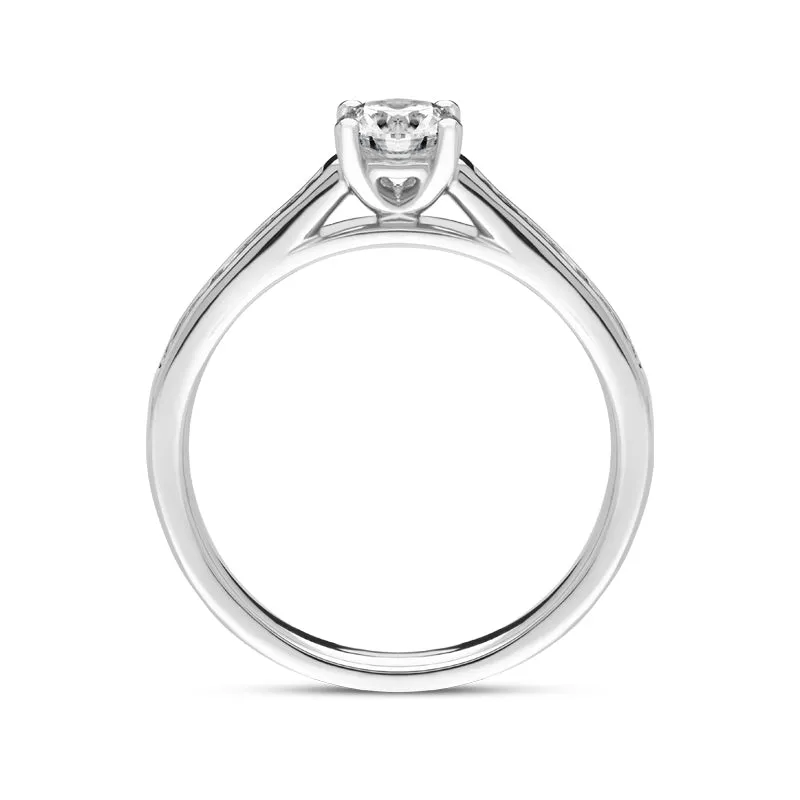Platinum 0.66ct Diamond Brilliant Cut Solitaire Shoulder Set Ring