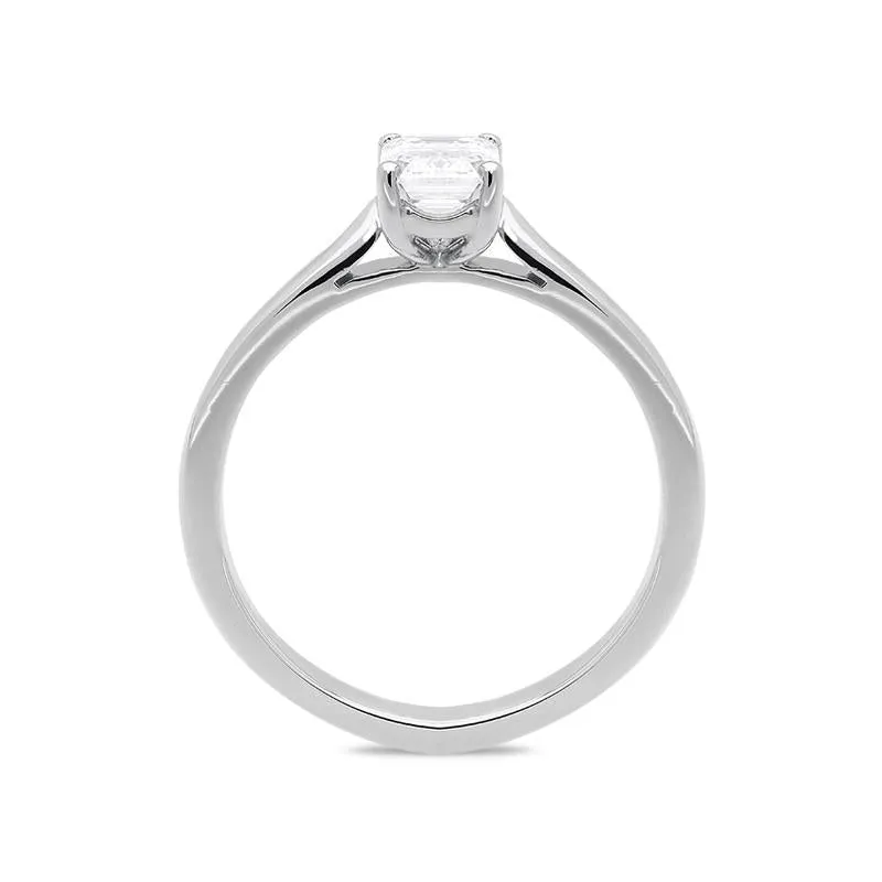 Platinum 0.70ct Diamond Emerald Cut Solitaire Ring