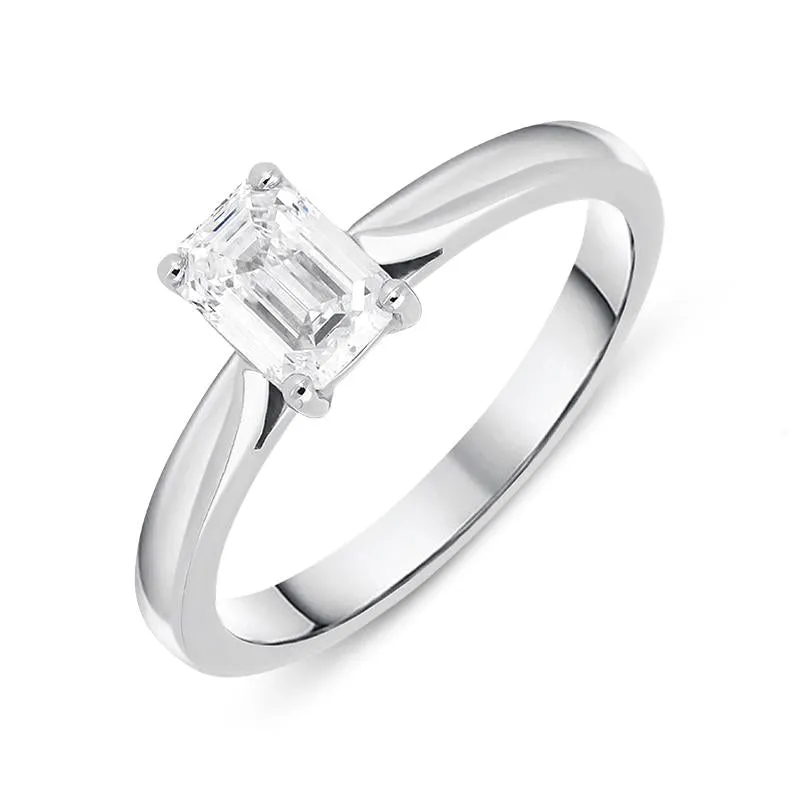 Platinum 0.70ct Diamond Emerald Cut Solitaire Ring