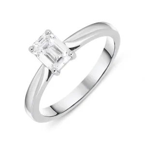 Platinum 0.70ct Diamond Emerald Cut Solitaire Ring