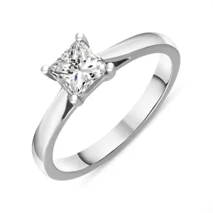 Platinum 0.70ct Diamond Princess Cut Solitaire Ring