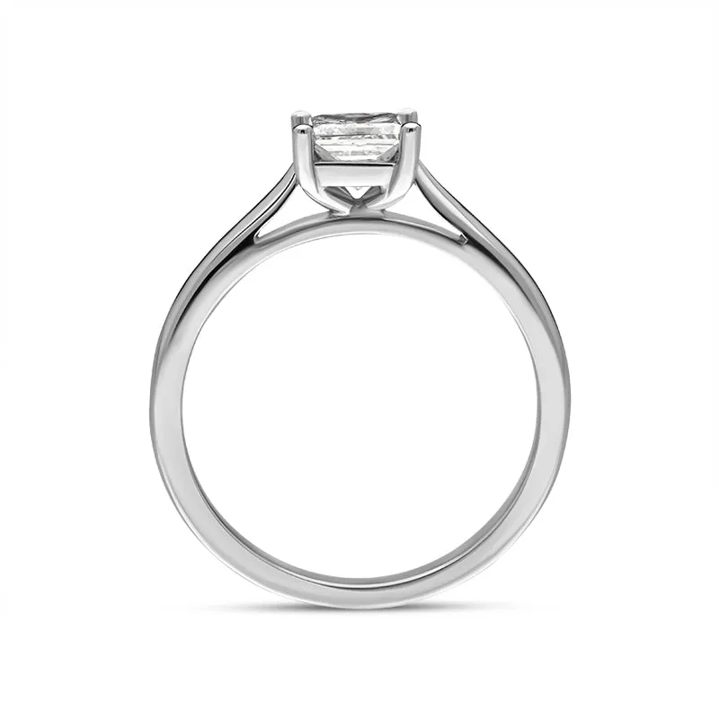 Platinum 0.70ct Diamond Princess Cut Solitaire Ring
