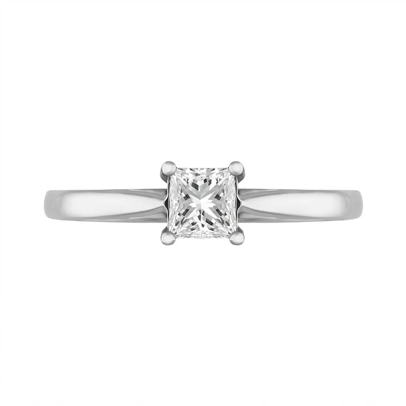 Platinum 0.70ct Diamond Princess Cut Solitaire Ring