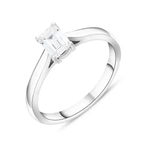 Platinum 0.71ct Diamond Emerald Cut Solitaire Ring