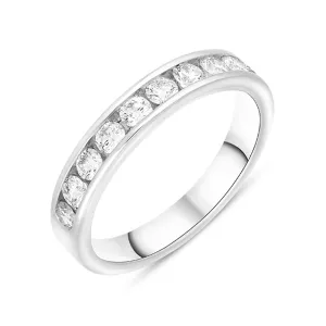 Platinum 0.75ct Diamond Channel Set Half Eternity Ring