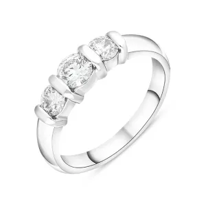 Platinum 0.76ct Diamond Bar Set Three Stone Ring