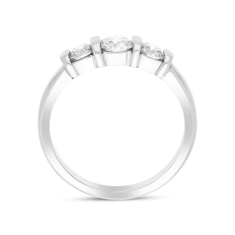 Platinum 0.76ct Diamond Bar Set Three Stone Ring