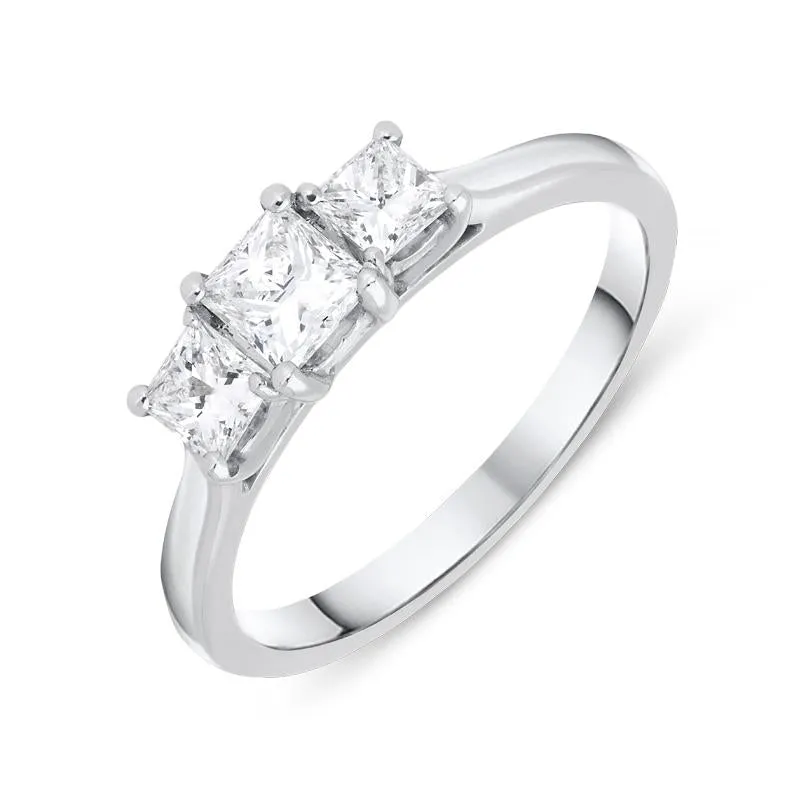 Platinum 0.77ct Diamond Princess Cut Trilogy Ring