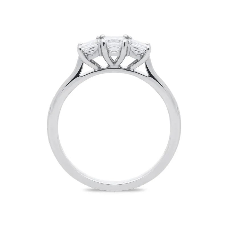 Platinum 0.77ct Diamond Princess Cut Trilogy Ring