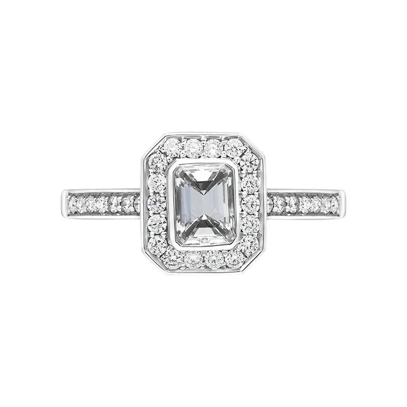 Platinum 0.78ct Diamond Shoulder Set Octagonal Cluster Ring