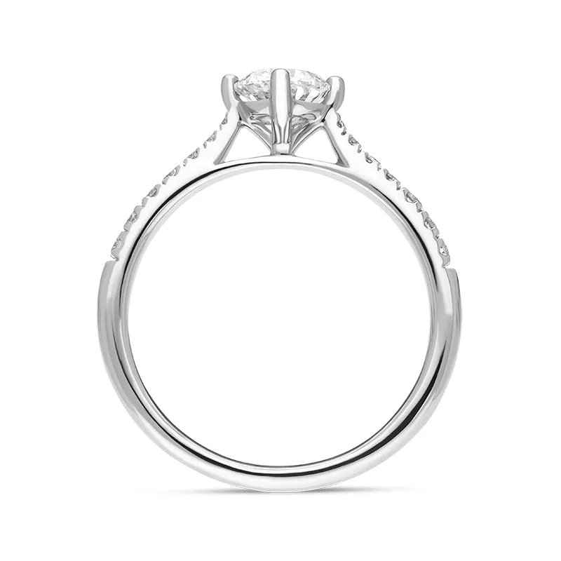 Platinum 0.85ct Diamond Shoulder Set Solitaire Ring