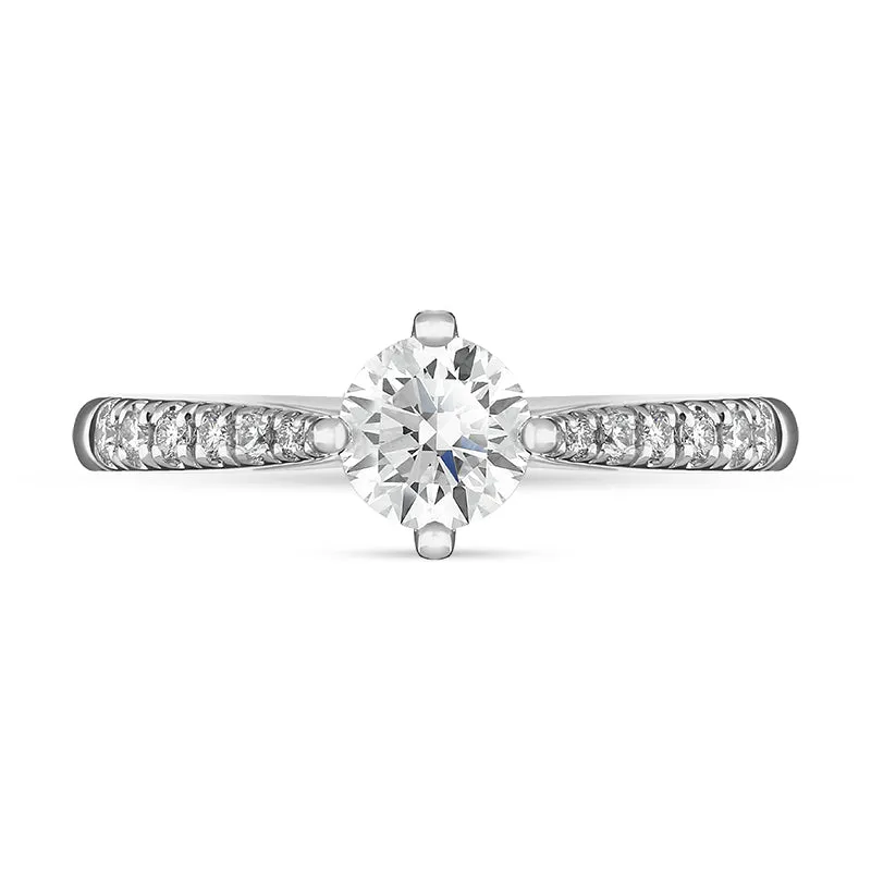 Platinum 0.85ct Diamond Shoulder Set Solitaire Ring