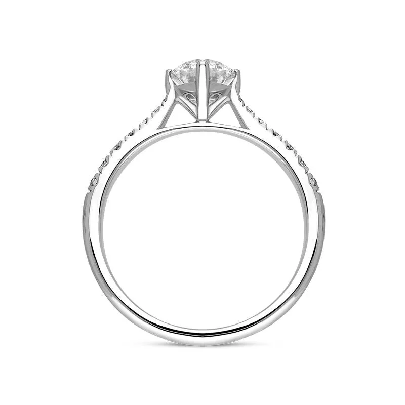 Platinum 0.89ct Diamond Set Shoulder Solitaire Ring