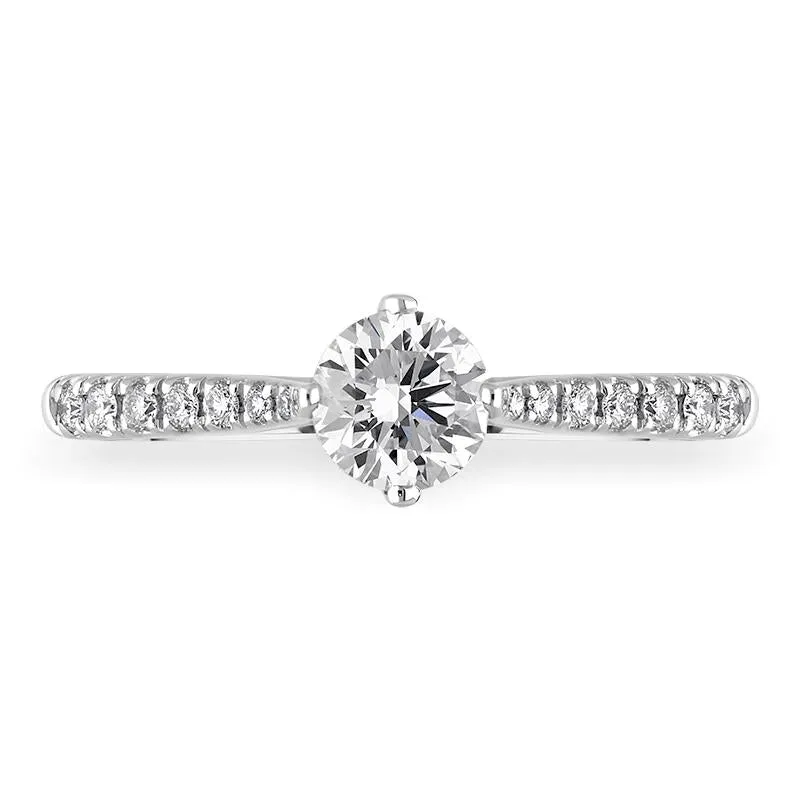 Platinum 0.89ct Diamond Set Shoulder Solitaire Ring