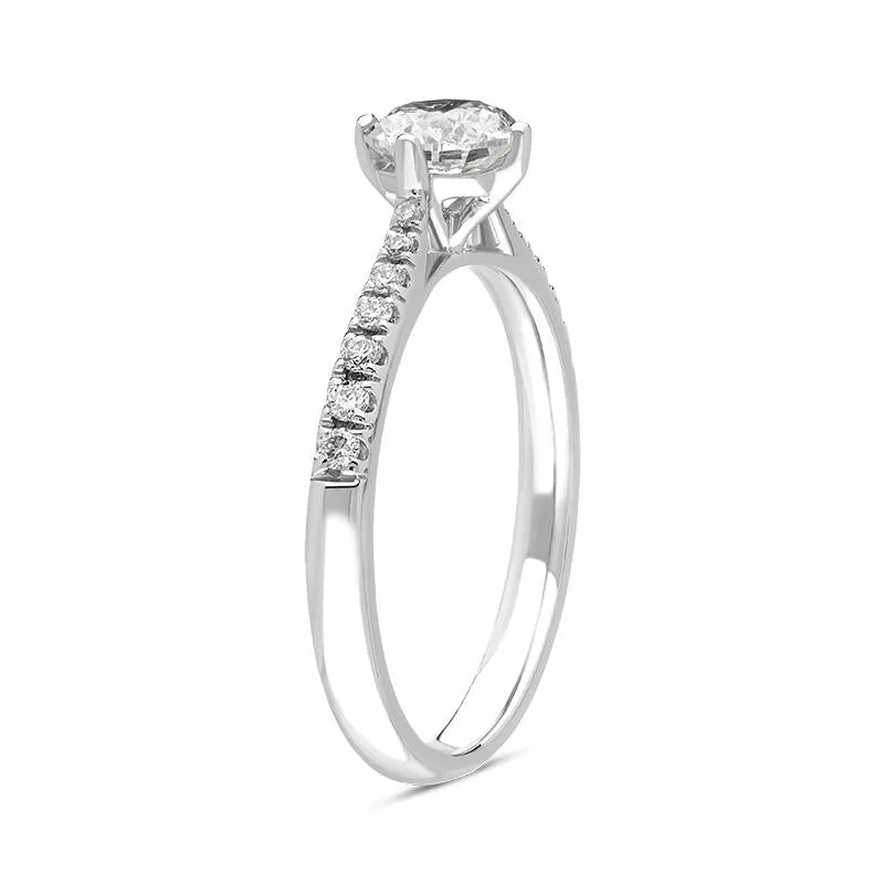 Platinum 0.89ct Diamond Set Shoulder Solitaire Ring
