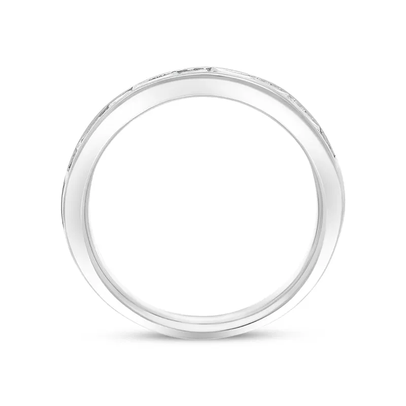 Platinum 0.93ct Diamond Princess and Baguette Cut Channel Set Half Eternity Ring