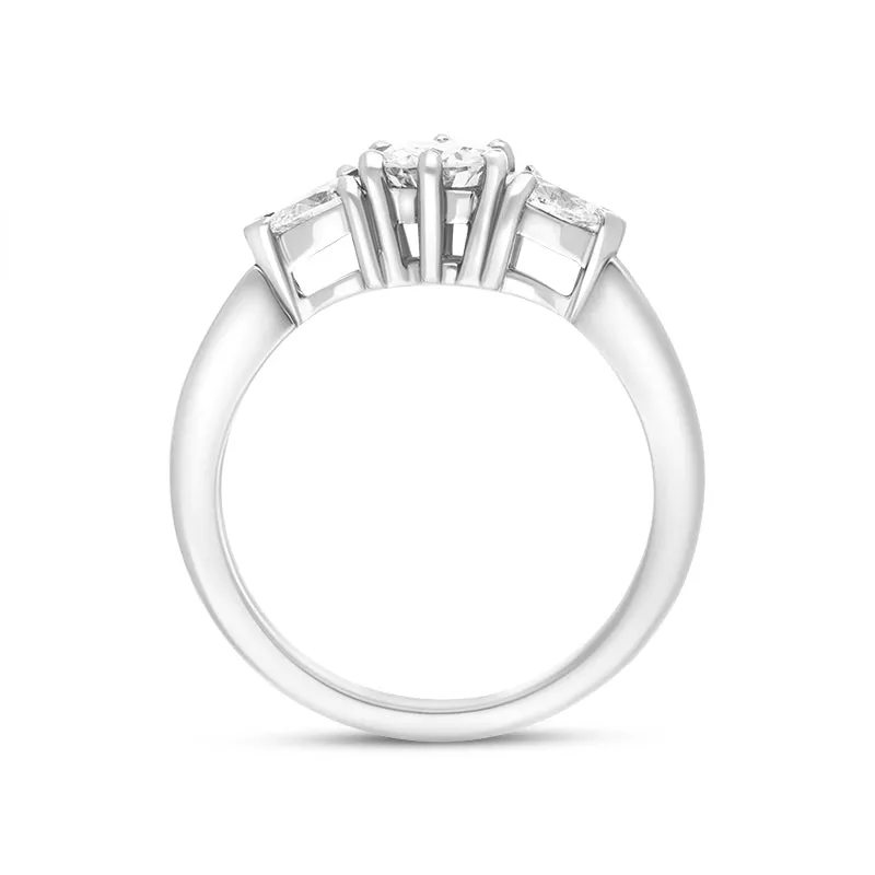 Platinum 0.94ct Diamond Three Stone Ring D