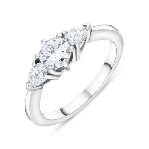 Platinum 0.94ct Diamond Three Stone Ring D