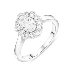 Platinum 1.00ct Diamond Oval Cluster Ring