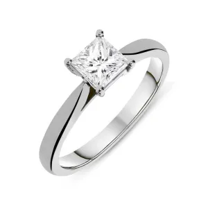 Platinum 1.00ct Diamond Princess Cut Solitaire Ring