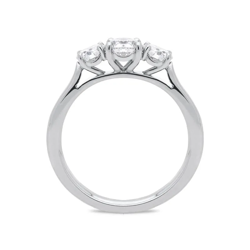 Platinum 1.01ct Diamond Brilliant Cut Trilogy Ring