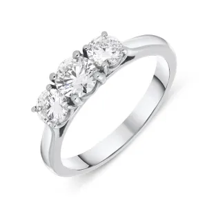 Platinum 1.01ct Diamond Brilliant Cut Trilogy Ring