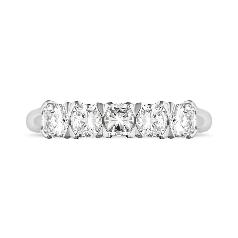 Platinum 1.02ct Diamond Five Stone Wedding Half Eternity Ring