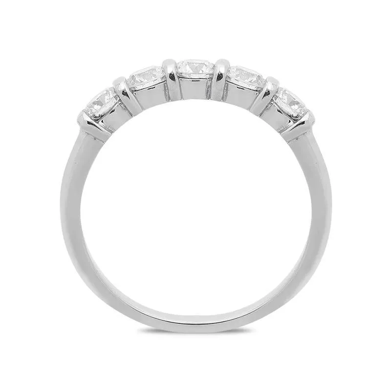 Platinum 1.05ct Diamond Five Stone Wedding Half Eternity Ring