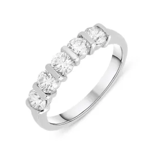 Platinum 1.05ct Diamond Five Stone Wedding Half Eternity Ring
