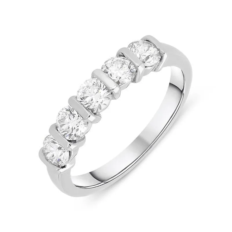 Platinum 1.05ct Diamond Five Stone Wedding Half Eternity Ring