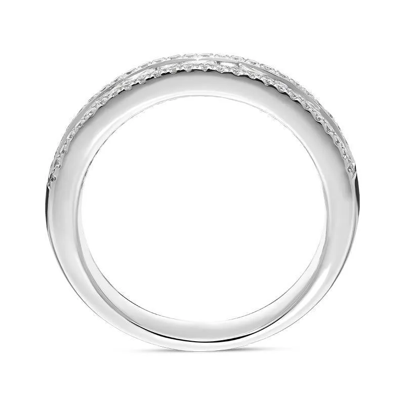 Platinum 1.08ct Diamond Triple Row Wedding Half Eternity Ring