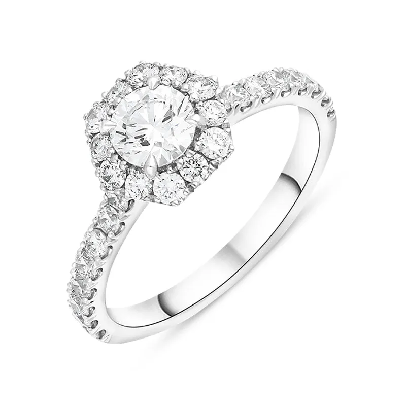 Platinum 1.10ct Diamond Shoulder Set Hexagonal Cluster Ring