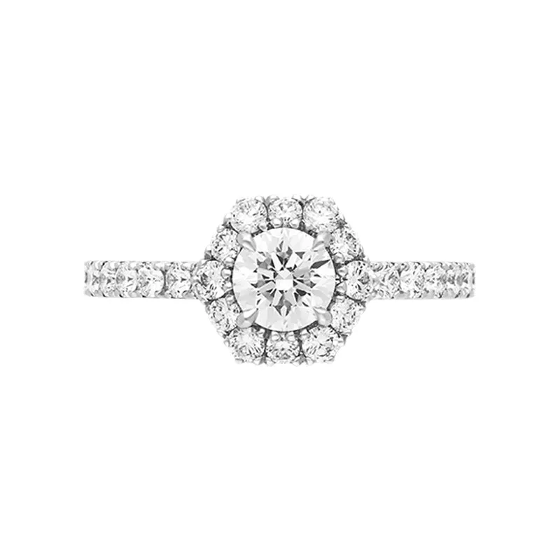 Platinum 1.10ct Diamond Shoulder Set Hexagonal Cluster Ring
