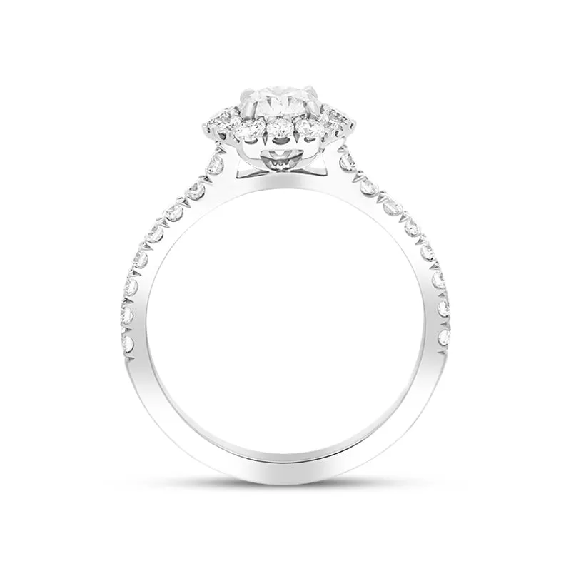 Platinum 1.10ct Diamond Shoulder Set Hexagonal Cluster Ring