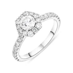 Platinum 1.10ct Diamond Shoulder Set Hexagonal Cluster Ring