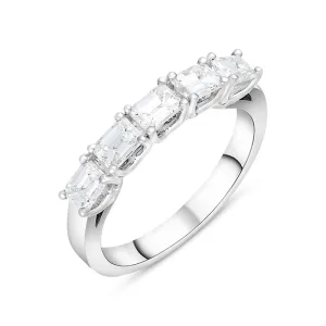 Platinum 1.28ct Diamond Emerald Cut Half Eternity Ring
