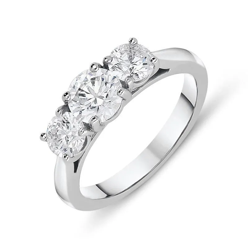 Platinum 1.57ct Diamond Brilliant Cut Trilogy Ring