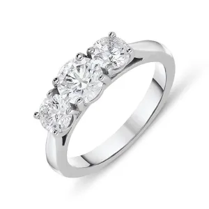 Platinum 1.57ct Diamond Brilliant Cut Trilogy Ring