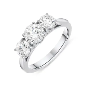 Platinum 2.00ct Diamond Claw Set Trilogy Ring