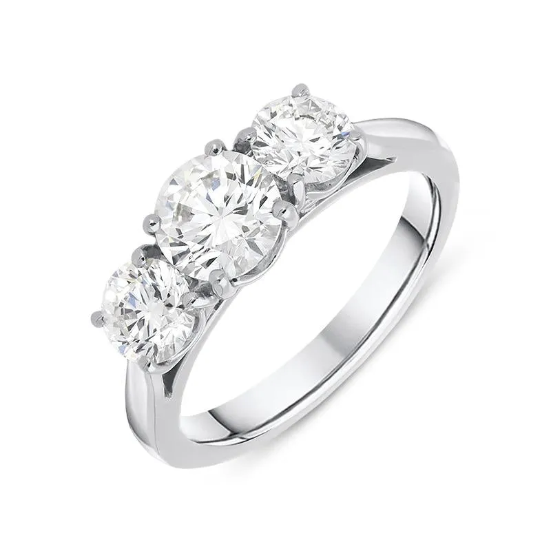 Platinum 2.00ct Diamond Claw Set Trilogy Ring