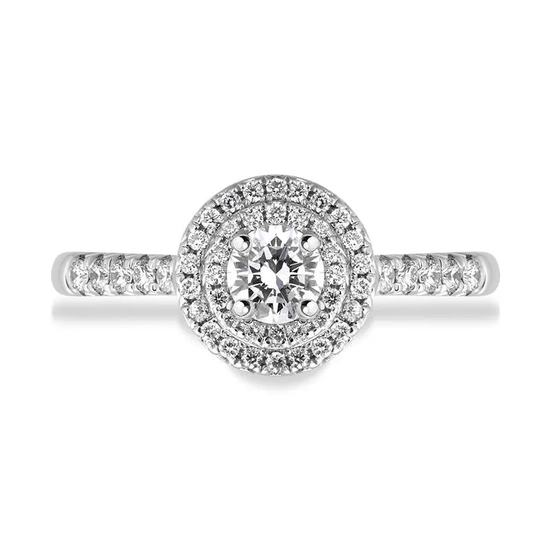 Platinum Diamond Brilliant Round Cut Cluster Shoulder Set Ring